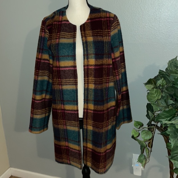 RACHEL ZOE PLAID WOOL RETRO BLAZER PEA COAT. - Picture 5 of 9